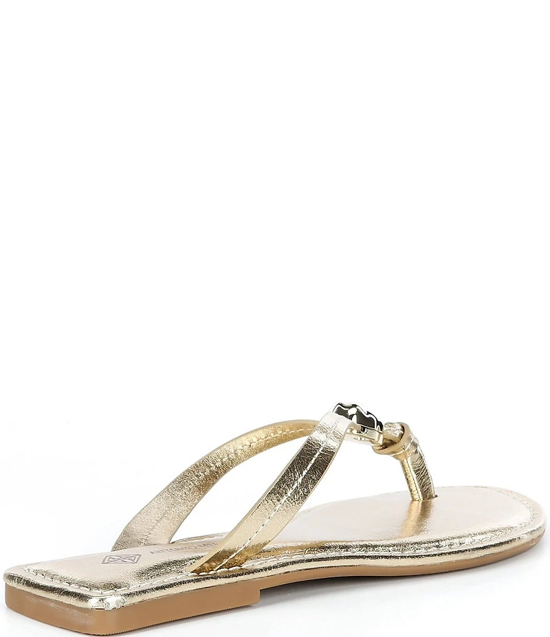 Antonio Melani Kylan Metallic Leather Ornamented Thong Sandals