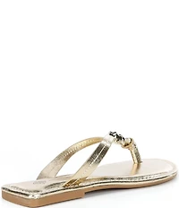 Antonio Melani Kylan Metallic Leather Ornamented Thong Sandals