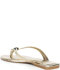 Antonio Melani Kylan Metallic Leather Ornamented Thong Sandals