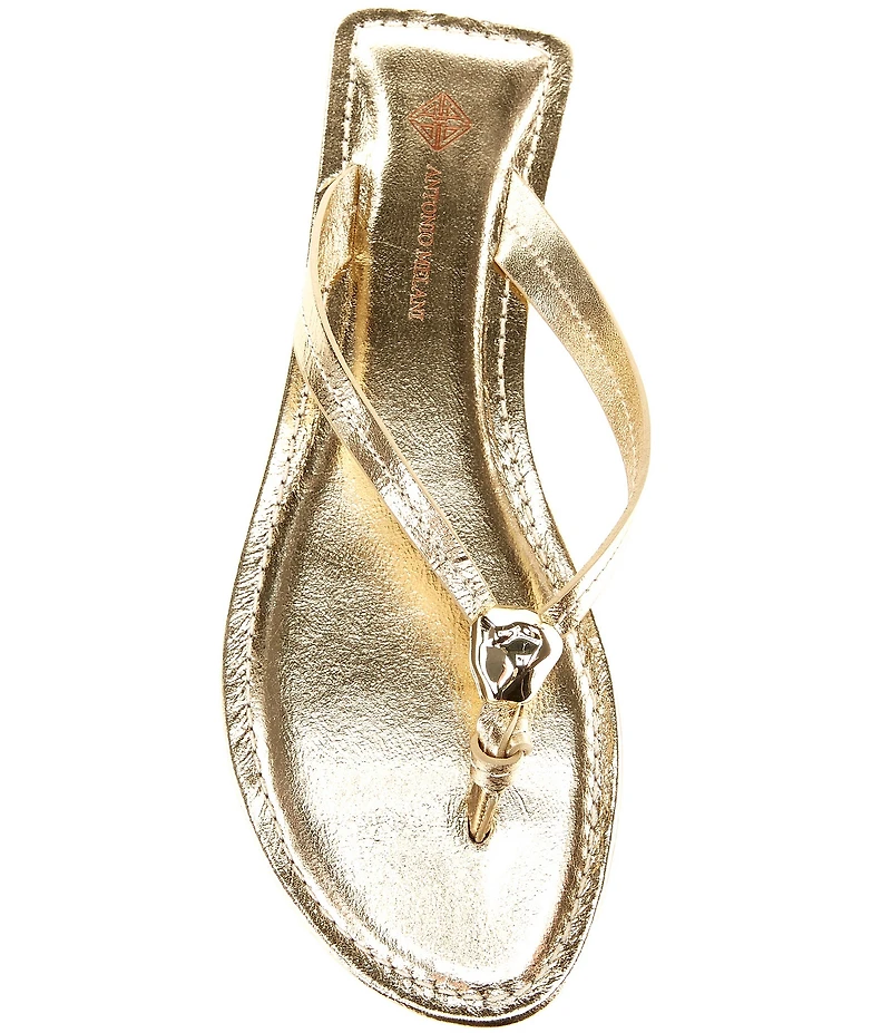 Antonio Melani Kylan Metallic Leather Ornamented Thong Sandals