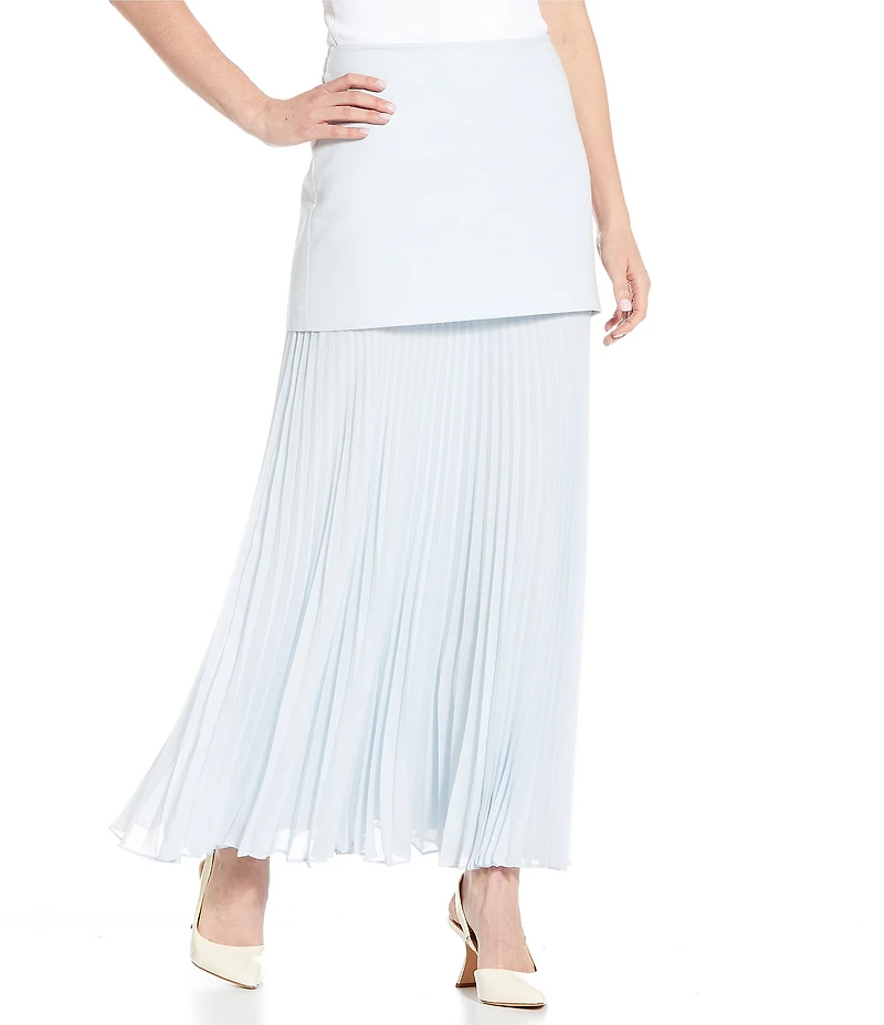 Antonio Melani Kylie Linen Blend Textured Chiffon Pleated Maxi Skirt