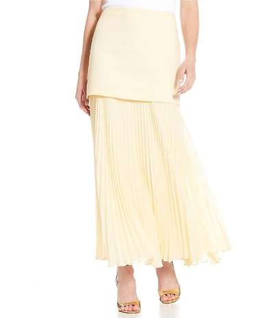 Antonio Melani Kylie Linen Blend Textured Chiffon Pleated Maxi Coordinating Skirt