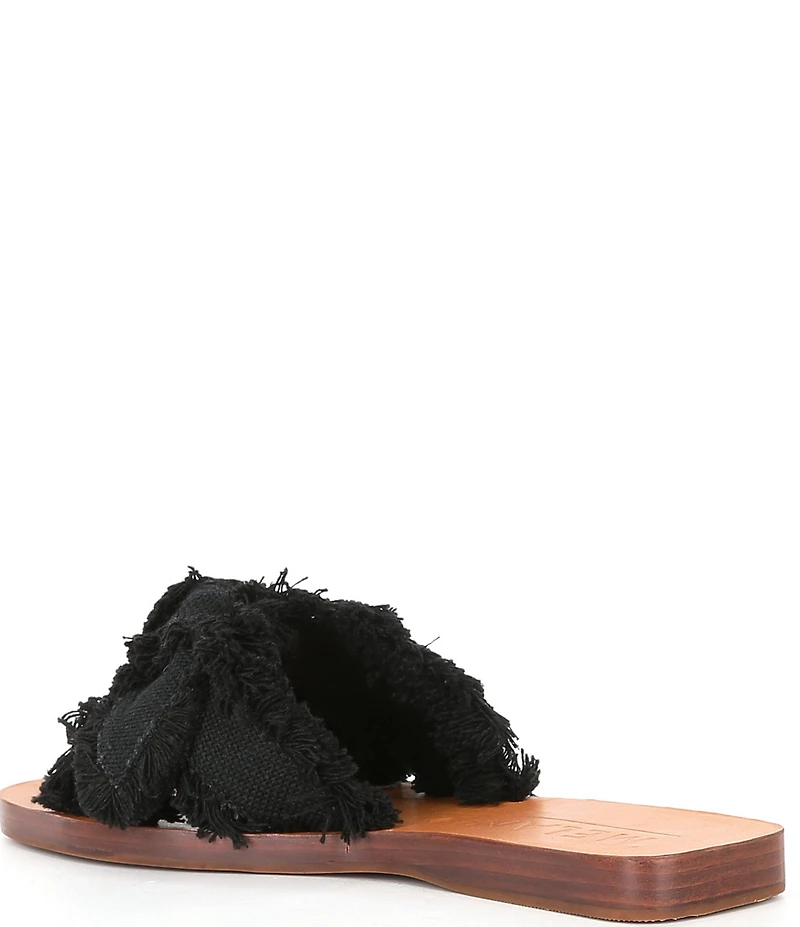 Antonio Melani Laney Frayed Linen Knotted Bow Slide Sandals