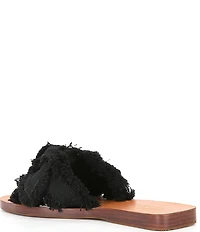 Antonio Melani Laney Frayed Linen Knotted Bow Slide Sandals