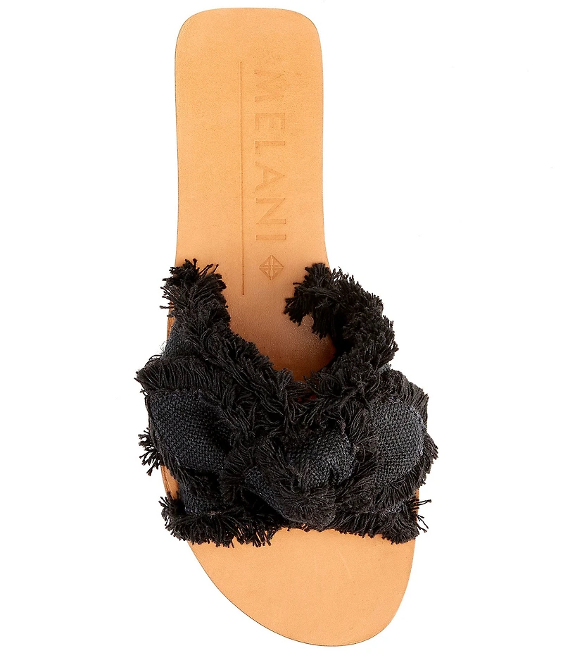 Antonio Melani Laney Frayed Linen Knotted Bow Slide Sandals
