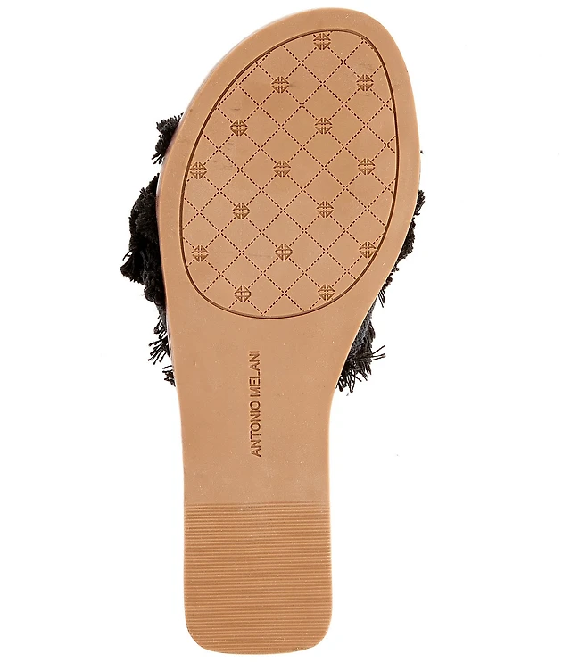 Antonio Melani Laney Frayed Linen Knotted Bow Slide Sandals