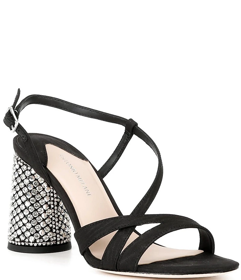 Antonio Melani Larie Grosgrain Satin Rhinestone Embellished Dress Sandals