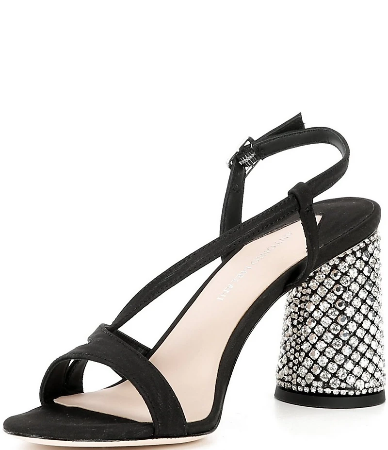 Antonio Melani Larie Grosgrain Satin Rhinestone Embellished Dress Sandals