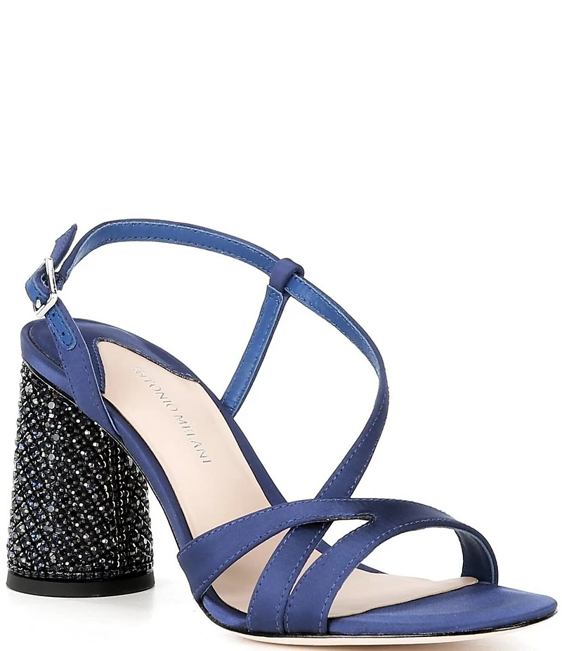 Antonio Melani Larie Satin Rhinestone Embellished Dress Sandals