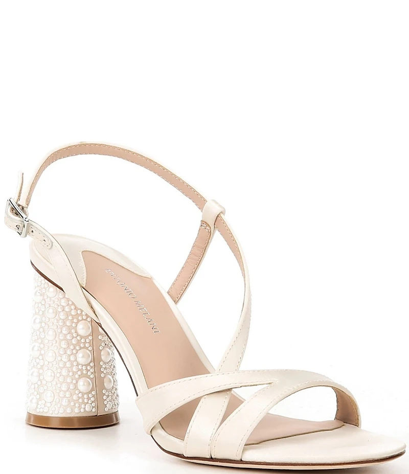 Antonio Melani Larie Two Satin Pearl Embellished Dress Sandals