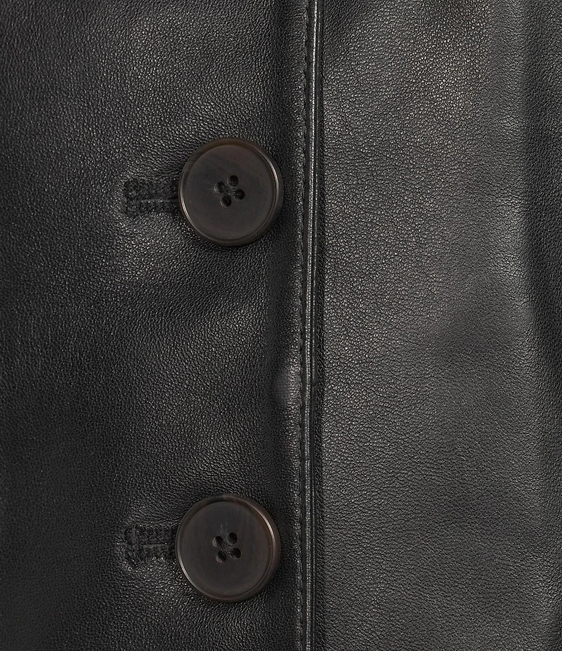 Antonio Melani Lauren Genuine Leather Coordinating Button Front V-Neck Sleeveless Vest