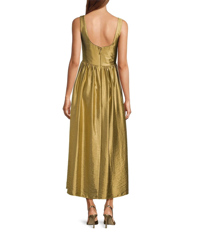 Antonio Melani Leah Metallic Scoop Neckline Sleeveless Ruching A-Line Dress