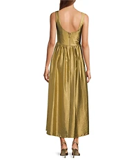 Antonio Melani Leah Metallic Scoop Neckline Sleeveless Ruching A-Line Dress