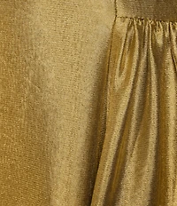 Antonio Melani Leah Metallic Scoop Neckline Sleeveless Ruching A-Line Dress