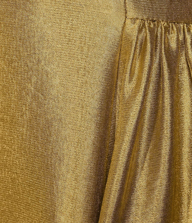 Antonio Melani Leah Metallic Scoop Neckline Sleeveless Ruching A-Line Dress