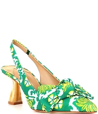 Antonio Melani Lenore Royal Palm Print Bow Slingback Pumps
