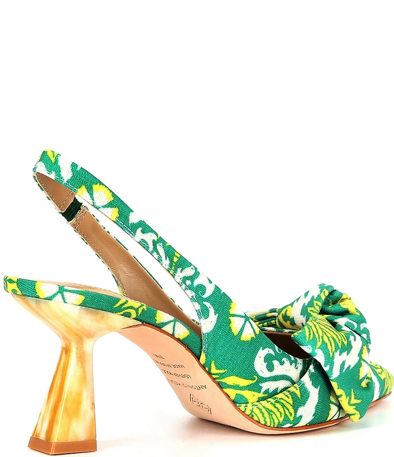 Antonio Melani Lenore Royal Palm Print Bow Slingback Pumps