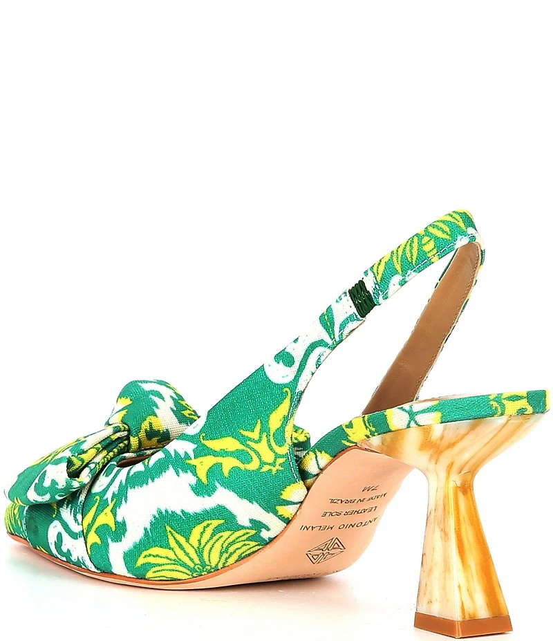 Antonio Melani Lenore Royal Palm Print Bow Slingback Pumps
