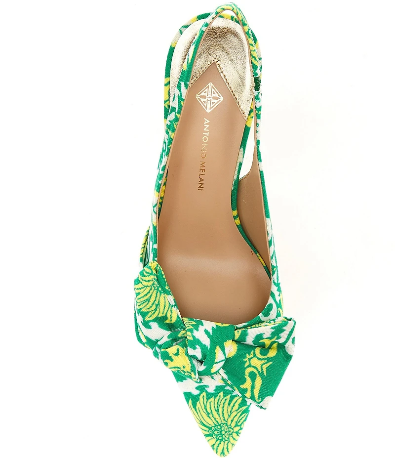 Antonio Melani Lenore Royal Palm Print Bow Slingback Pumps