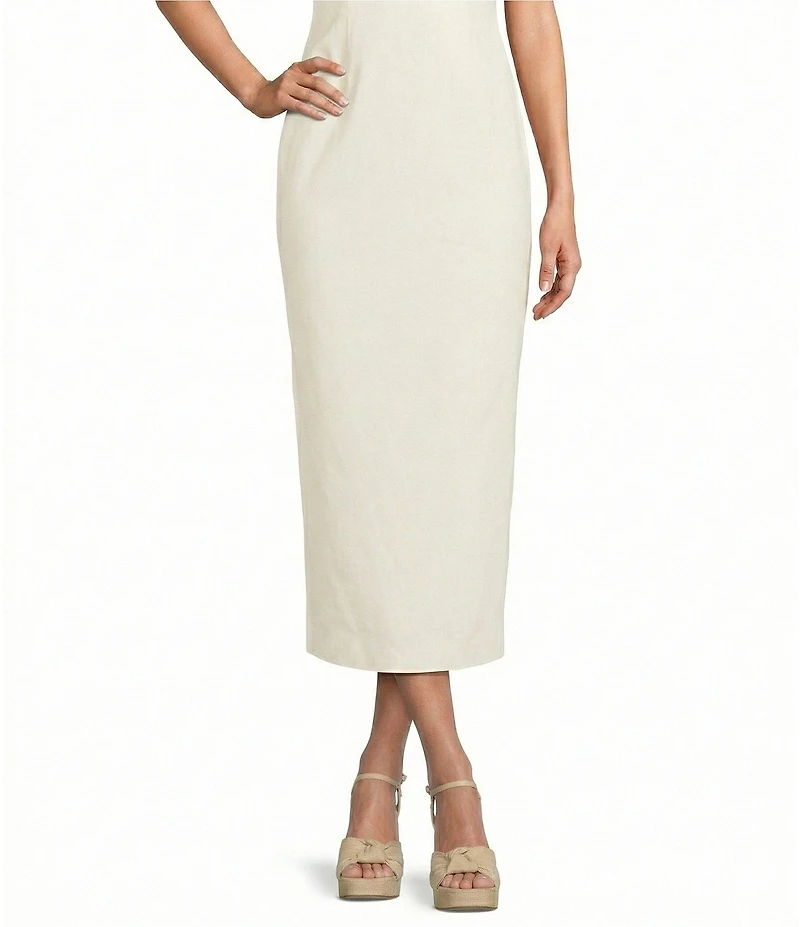 Antonio Melani Lettie Woven Linen High Rise Pencil Coordinating Midi Skirt