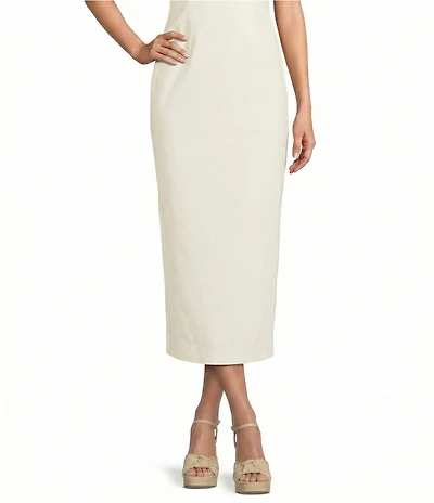 Antonio Melani Lettie Woven Linen High Rise Pencil Coordinating Midi Skirt