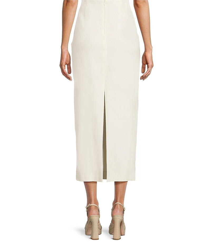 Antonio Melani Lettie Woven Linen High Rise Pencil Coordinating Midi Skirt