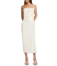 Antonio Melani Lettie Woven Linen High Rise Pencil Coordinating Midi Skirt