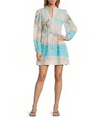 Antonio Melani Lexley Printed Linen Long Sleeve Dress