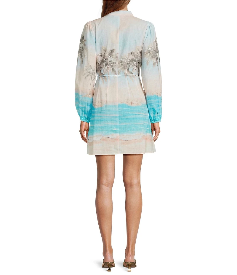 Antonio Melani Lexley Printed Linen Long Sleeve Dress