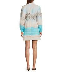 Antonio Melani Lexley Printed Linen Long Sleeve Dress