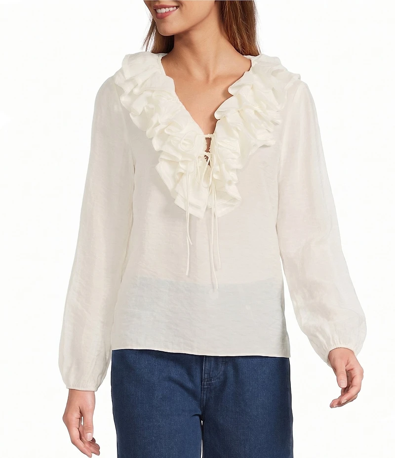 Antonio Melani Lilian Ruffle V-Neckline Long Sleeve Blouse