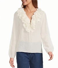 Antonio Melani Lilian Ruffle V-Neckline Long Sleeve Blouse