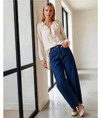 Antonio Melani Lilian Ruffle V-Neckline Long Sleeve Blouse