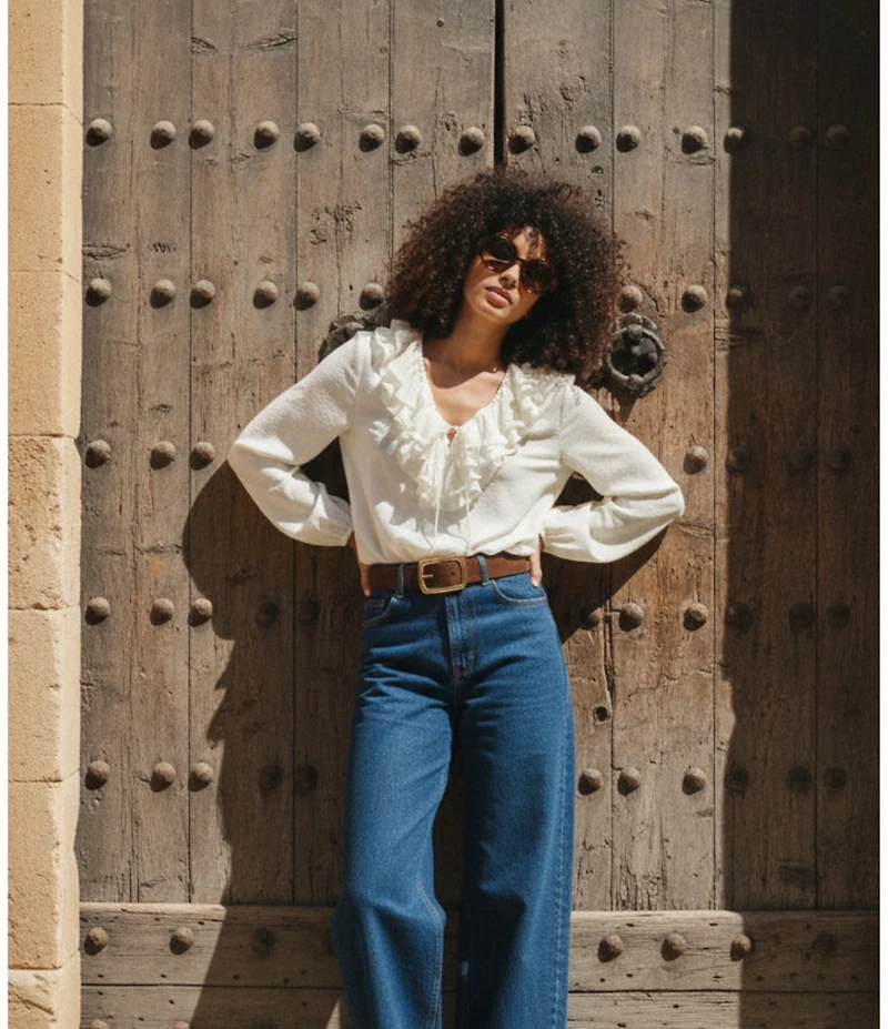 Antonio Melani Lilian Ruffle V-Neckline Long Sleeve Blouse