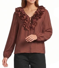 Antonio Melani Lilian Ruffle V-Neckline Long Sleeve Blouse