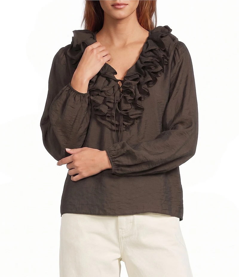 Antonio Melani Lilian Ruffle V-Neckline Long Sleeve Blouse