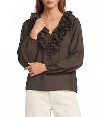 Antonio Melani Lilian Ruffle V-Neckline Long Sleeve Blouse