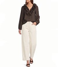 Antonio Melani Lilian Ruffle V-Neckline Long Sleeve Blouse