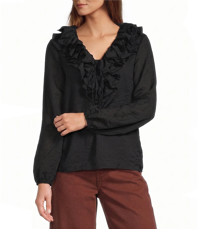 Antonio Melani Lilian Ruffle V-Neckline Long Sleeve Blouse