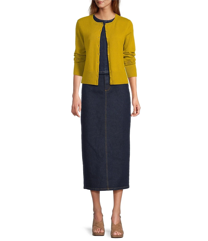 Antonio Melani Lindsay Crew Neckline Long Sleeve Button Front Cashmere Cardigan