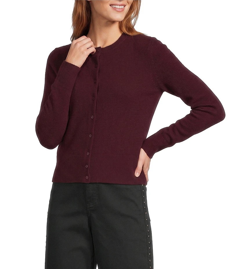 Antonio Melani Lindsay Crew Neckline Long Sleeve Button Front Cashmere Cardigan