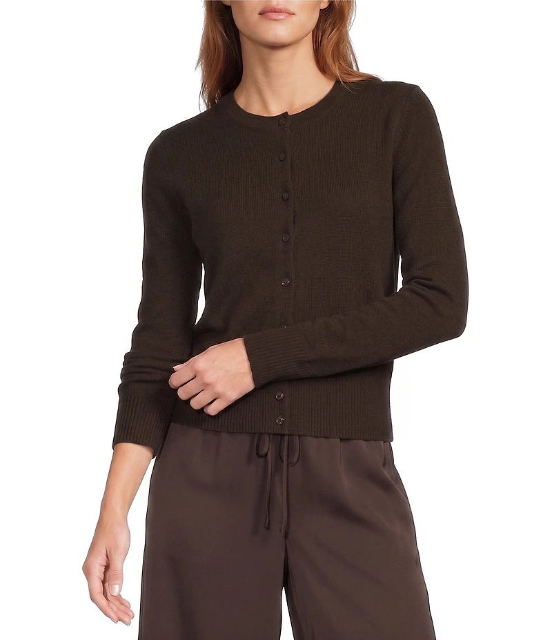 Antonio Melani Lindsay Crew Neckline Long Sleeve Button Front Cashmere Cardigan