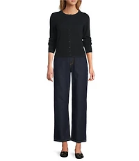 Antonio Melani Lindsay Crew Neckline Long Sleeve Button Front Cashmere Cardigan