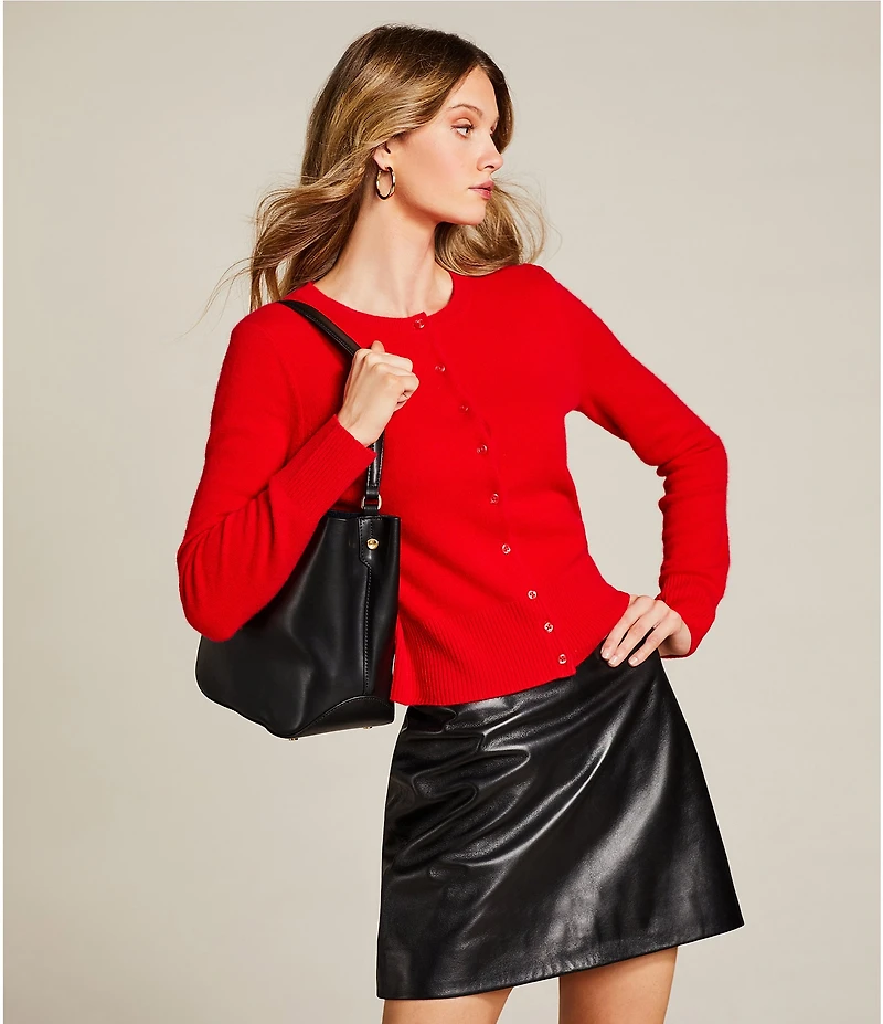 Antonio Melani Lindsay Crew Neckline Long Sleeve Button Front Cashmere Cardigan