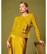 Antonio Melani Lindsay Crew Neckline Long Sleeve Button Front Cashmere Cardigan