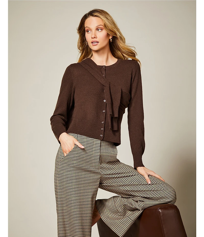 Antonio Melani Lindsay Crew Neckline Long Sleeve Button Front Cashmere Cardigan