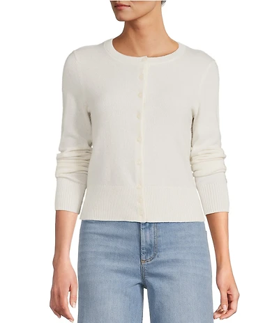 Antonio Melani Lindsay Crew Neckline Long Sleeve Button Front Cashmere Cardigan