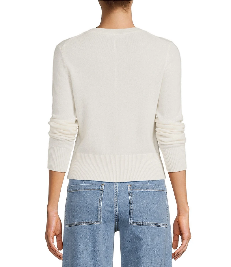 Antonio Melani Lindsay Crew Neckline Long Sleeve Button Front Cashmere Cardigan