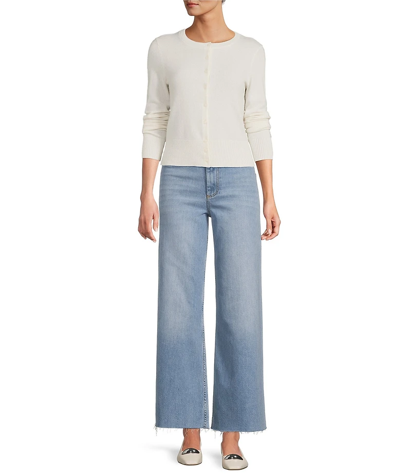 Antonio Melani Lindsay Crew Neckline Long Sleeve Button Front Cashmere Cardigan