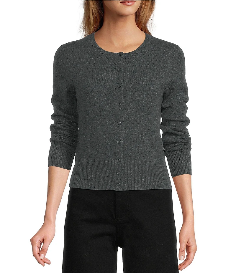 Antonio Melani Lindsay Crew Neckline Long Sleeve Button Front Cashmere Cardigan
